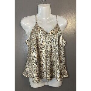 Too Hot Tank Top Womens Medium Cheetah Satin Camisole Spaghetti Strap Animal Pri